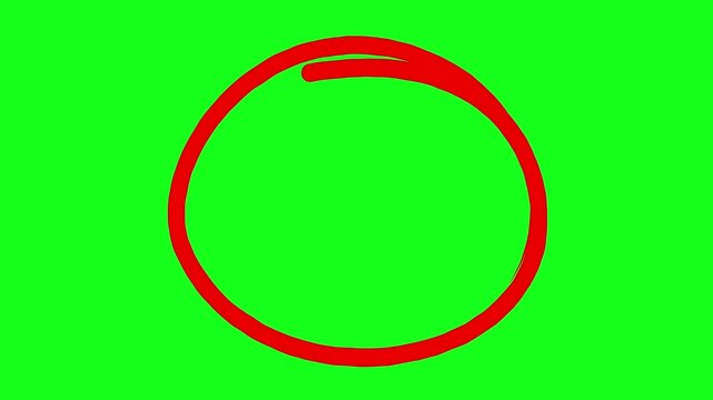 Circle marker with drawing effect, hand drawn circle marker green screen, red marker green screen pen style, Red Circle Highlighter Scribble Animation on transparent background.