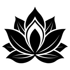 Outline Lotus vector clean black silhouette design white background