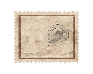 Obraz premium Vintage blank postage stamp with a border isolated on a transparent background