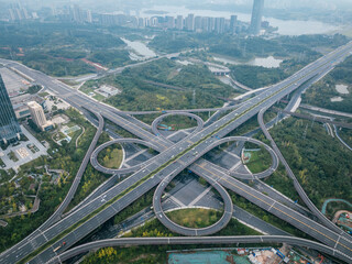 Chengdu,China- Oct 13,2024,Aerial view of landscape in Chengdu city, China