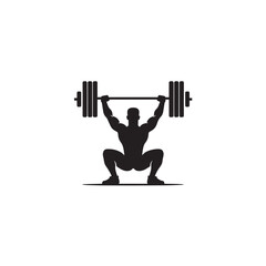Weightlifting silhouette black and white vector icon