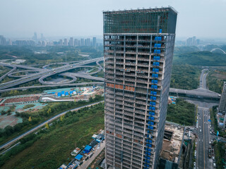 Chengdu,China- Oct 13,2024,Aerial view of landscape in Chengdu city, China