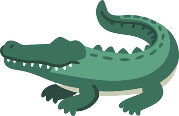 Flat Style Alligator Illustration in Minimal Cartoon Design
