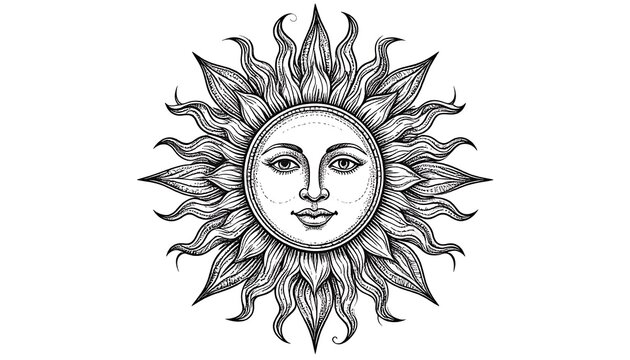 Ornate sun face illustration