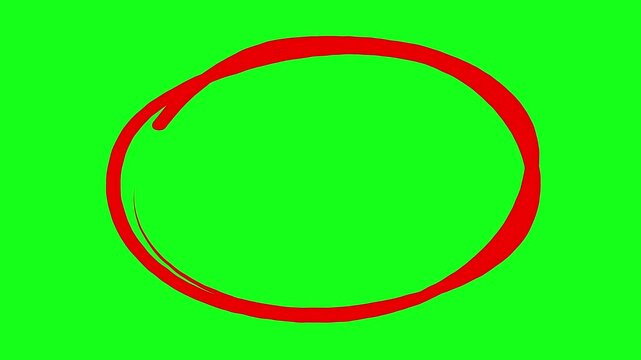 Circle marker with drawing effect, hand drawn circle marker green screen, red marker green screen pen style, Red Circle Highlighter Scribble Animation on transparent background.