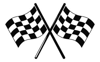Racing start and finish checkered flags crossed nascar racing flag vector silhouette illustration