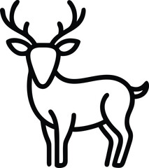Minimal Outline Illustration of a Deer with Antlers