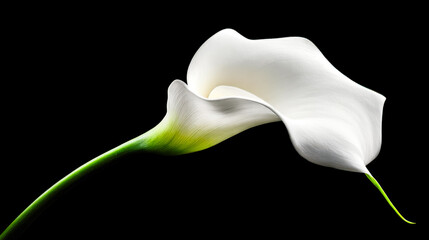 Elegant white calla lily against a black background