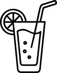 Minimal Lemonade Glass Icon with Lemon Slice