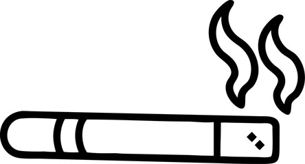 burnt cigarette vector icon on white or transparent background. Smoking Stroke icon collections. Editable Stroke icon collection Outline icon.