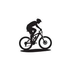 Naklejka premium Biking silhouette black and white vector icon
