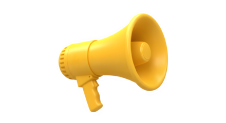 yellow megaphone isolated on white background 