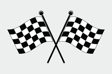 Fototapeta premium Crossed checkered flag racing flag car racing finish line flag eps vector file