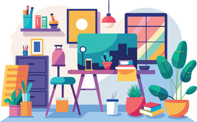 Creative Studio or Artist Workspace Vector 