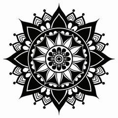 Vedic Mandala vector clean black silhouette design white background