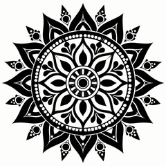 Vedic Mandala vector clean black silhouette design white background