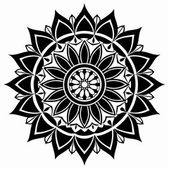 Vedic Mandala vector clean black silhouette design white background
