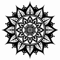 Vedic Mandala vector clean black silhouette design white background