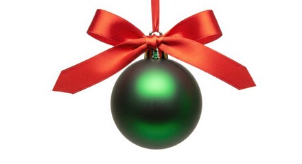 Green Christmas Ornament with Red Ribbon Bow holiday