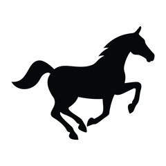 Fototapeta premium Black silhouette of a horse in full gallop