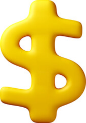 3D Yellow Dollar Sign with Glossy Finish