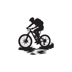 Fototapeta premium Biking silhouette black and white vector icon