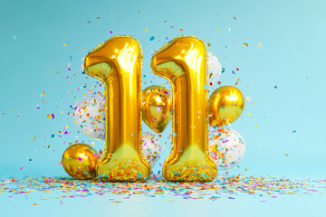 Celebrating a special milestone with festive balloons and colorful confetti