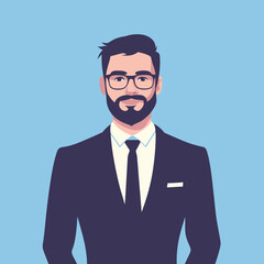 Businessman upper body character. flat design style minimal vector illustration.