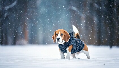 Beagle in Snowy Weather
