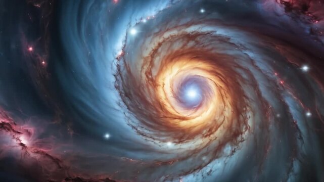 A celestial body of unparalleled power looms menacingly at the center of a swirling space storm. 4k video