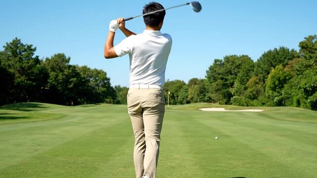 homme asiatique jouant au golf - Powered by Adobe