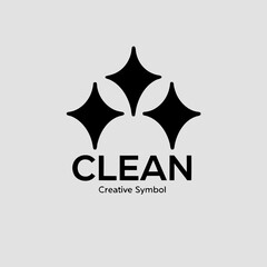 Obraz premium Black cluster of star shapes with text C L E A N Creative Symbol white clean