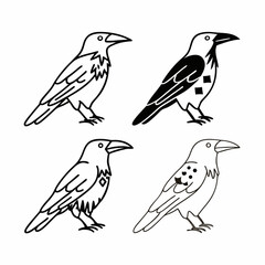 Crow & Raven Vector Pack &ndash; Stylized Bird Silhouettes with Patterned and Shaded Variants