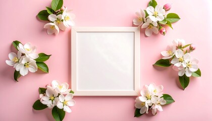 Empty frame, spring flowers