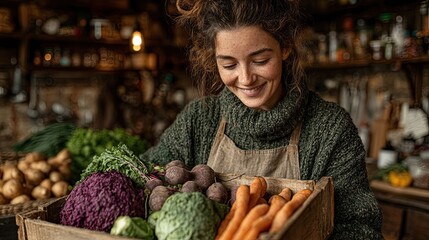 Health woman organizing fresh food in a ready to eat box in the kitchen.