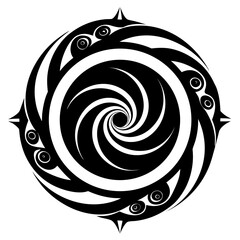 Spiral Circle vector clean black silhouette design white background