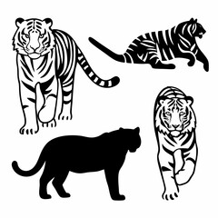Stylized Tiger Illustrations &ndash; Full Body, Face, Silhouette, and Artistic Variants