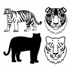 Stylized Tiger Illustrations &ndash; Full Body, Face, Silhouette, and Artistic Variants