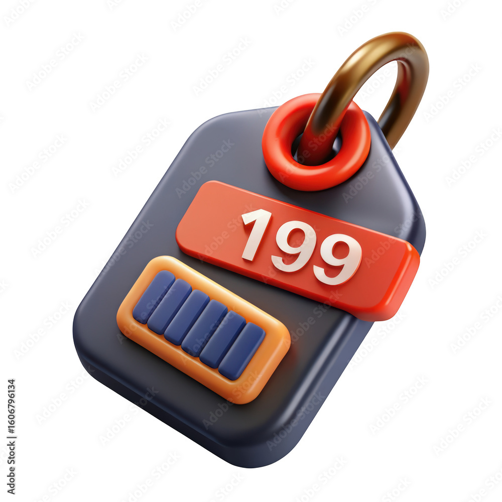 Poster modern 3d rendered badge featuring the number 199 isolated on background for design elements