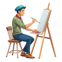 A Painter at Work Artist Creating Art at an Easel