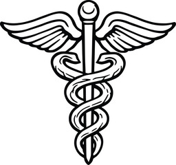 Caduceus medical symbol vector illustration for healthcare and medicine related design projects use 100