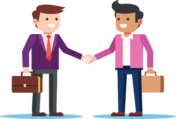 Obraz premium Two businessmen shaking hands and carrying briefcases