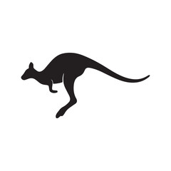 Silhouette of a kangaroo in motion against a white background