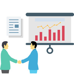 Business people working on financial report Illustration