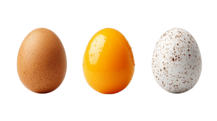 Three eggs in perfect alignment, a showcase of natural oval shapes and smooth textures.