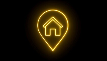 Glowing yellow location marker with a house icon