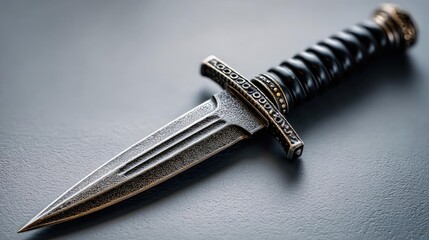 Tactical dagger with classic model concept. A vintage dagger with intricate details and a sleek design.