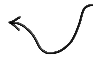 Curved Arrow Isolated Black Metallic 3D PNG Transparent Vector Graphic Design