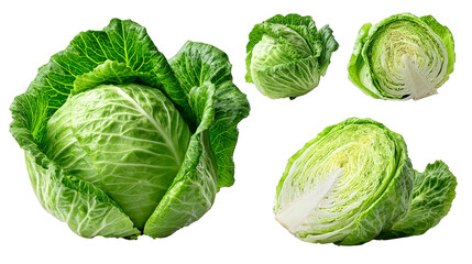 Obraz premium Vibrant green cabbage heads thrive in a lush farm field, picture of healthy eating.