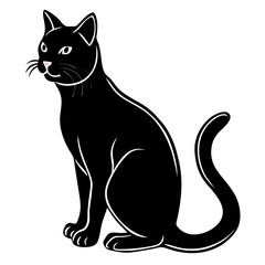 Cat vector silhouette black design white background